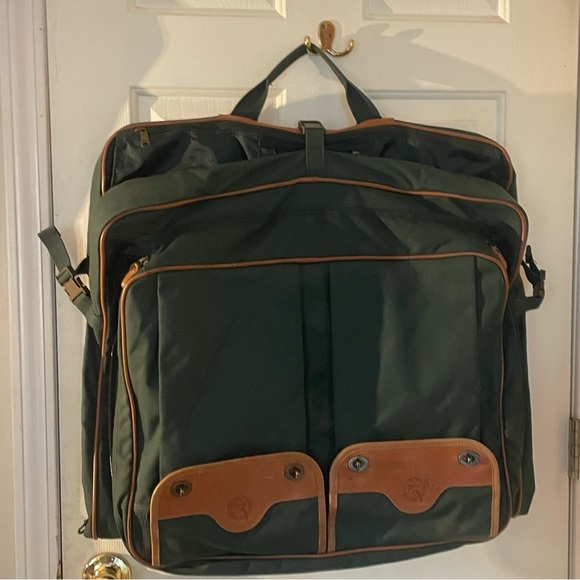 Vintage Eddie Bauer Green Garment Bag with Brown Trim - Picture 8 of 15
